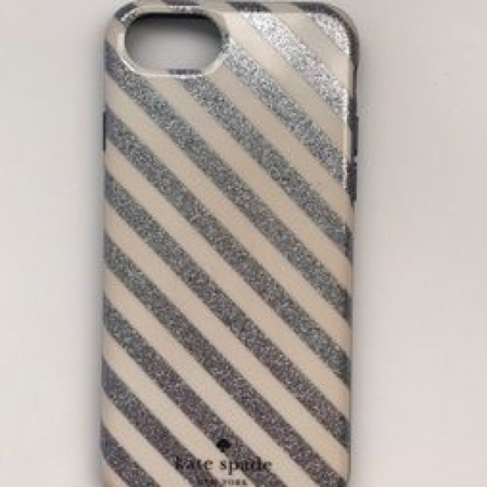 Kate Spade Glitter Silver and Cream Striped Case